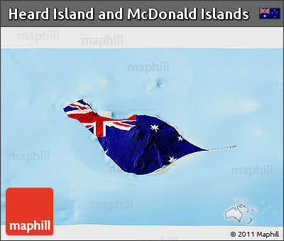Flag 3D Map of Heard Island and McDonald Islands, shaded relief outside