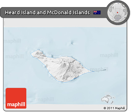 Gray 3D Map of Heard Island and McDonald Islands