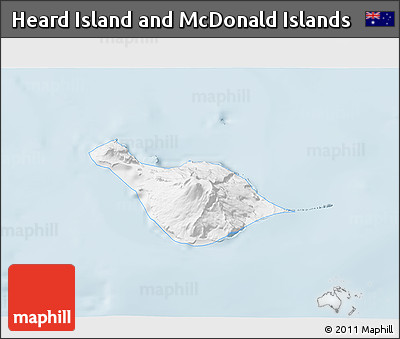 Gray 3D Map of Heard Island and McDonald Islands