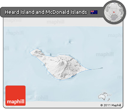 Gray 3D Map of Heard Island and McDonald Islands, single color outside