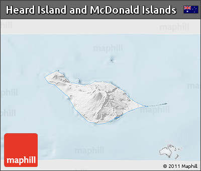 Gray 3D Map of Heard Island and McDonald Islands, single color outside