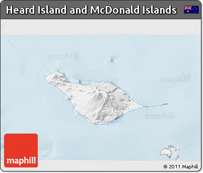 Gray 3D Map of Heard Island and McDonald Islands, single color outside