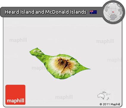 Physical 3D Map of Heard Island and McDonald Islands, cropped outside