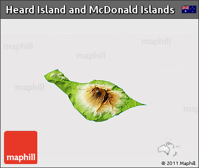 Physical 3D Map of Heard Island and McDonald Islands, cropped outside