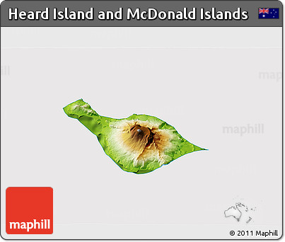 Physical 3D Map of Heard Island and McDonald Islands, cropped outside
