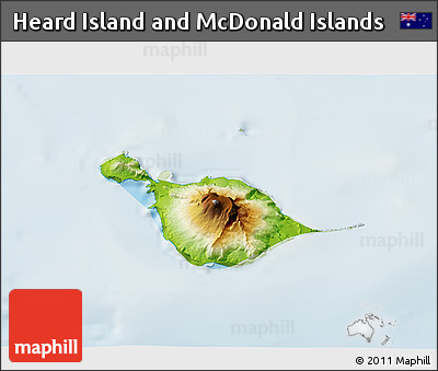 Physical 3D Map of Heard Island and McDonald Islands, lighten