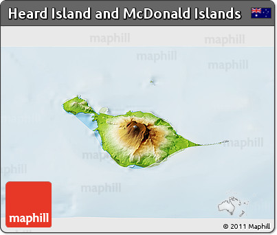 Physical 3D Map of Heard Island and McDonald Islands, lighten