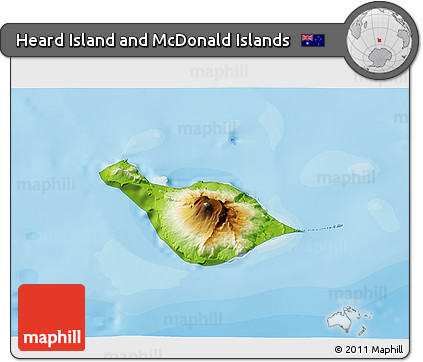Physical 3D Map of Heard Island and McDonald Islands, political outside