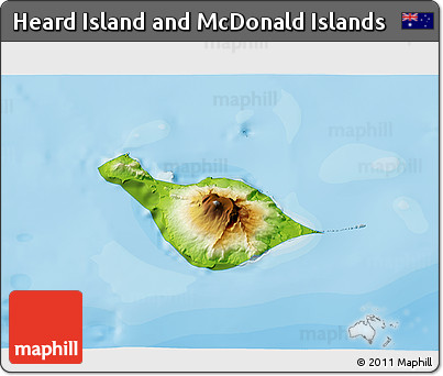Physical 3D Map of Heard Island and McDonald Islands, political outside