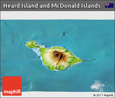 Physical 3D Map of Heard Island and McDonald Islands, satellite outside