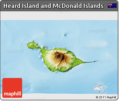 Physical 3D Map of Heard Island and McDonald Islands, semi-desaturated, land only