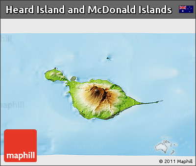 Physical 3D Map of Heard Island and McDonald Islands, semi-desaturated, land only