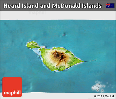 Physical 3D Map of Heard Island and McDonald Islands, single color outside, satellite sea