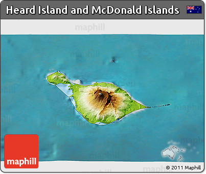 Physical 3D Map of Heard Island and McDonald Islands, single color outside, satellite sea