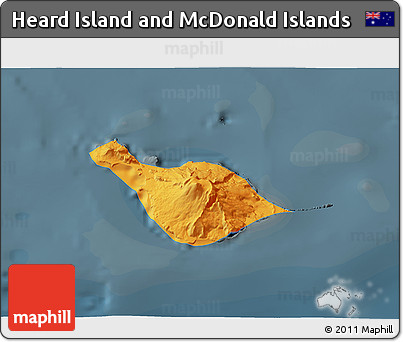 Political 3D Map of Heard Island and McDonald Islands, darken