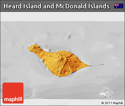 Political 3D Map of Heard Island and McDonald Islands, desaturated