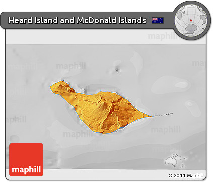 Political 3D Map of Heard Island and McDonald Islands, desaturated