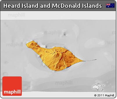 Political 3D Map of Heard Island and McDonald Islands, desaturated