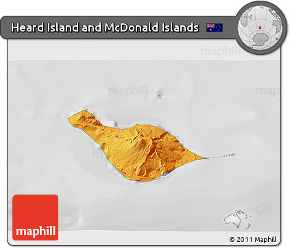 Political 3D Map of Heard Island and McDonald Islands, lighten, desaturated