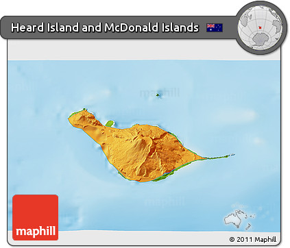 Political 3D Map of Heard Island and McDonald Islands, physical outside