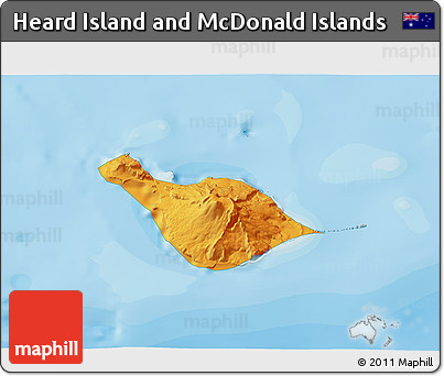 Political 3D Map of Heard Island and McDonald Islands, political shades outside