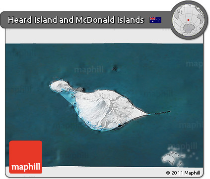 Satellite 3D Map of Heard Island and McDonald Islands, darken