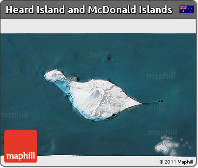 Satellite 3D Map of Heard Island and McDonald Islands, darken