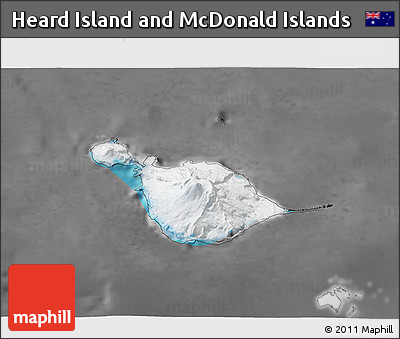Satellite 3D Map of Heard Island and McDonald Islands, desaturated