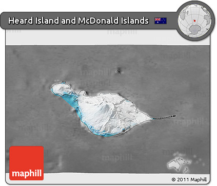 Satellite 3D Map of Heard Island and McDonald Islands, desaturated