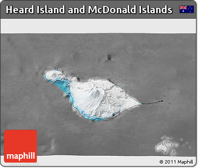 Satellite 3D Map of Heard Island and McDonald Islands, desaturated