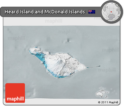 Satellite 3D Map of Heard Island and McDonald Islands, lighten, semi-desaturated