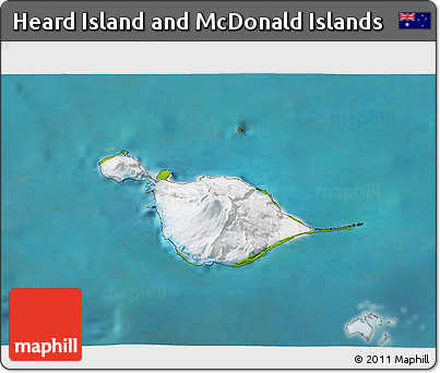 Satellite 3D Map of Heard Island and McDonald Islands, physical outside, satellite sea
