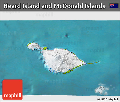 Satellite 3D Map of Heard Island and McDonald Islands, physical outside, satellite sea