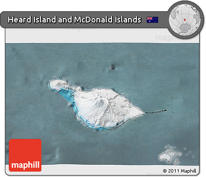 Satellite 3D Map of Heard Island and McDonald Islands, semi-desaturated