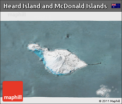 Satellite 3D Map of Heard Island and McDonald Islands, semi-desaturated