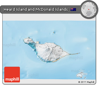 Satellite 3D Map of Heard Island and McDonald Islands, shaded relief outside
