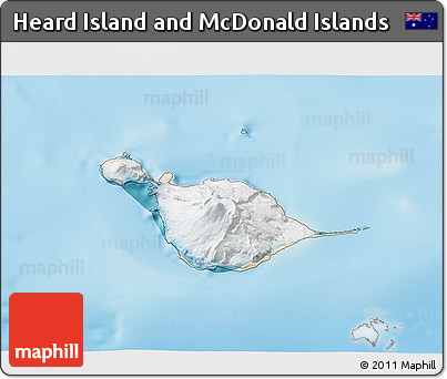 Satellite 3D Map of Heard Island and McDonald Islands, shaded relief outside