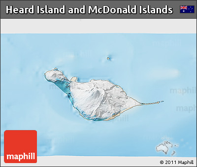 Satellite 3D Map of Heard Island and McDonald Islands, shaded relief outside