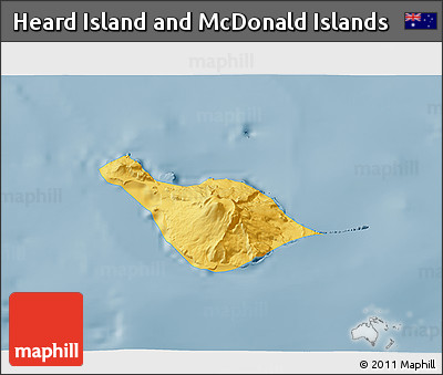 Savanna Style 3D Map of Heard Island and McDonald Islands, single color outside