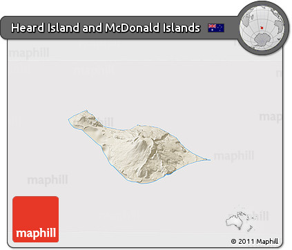 Shaded Relief 3D Map of Heard Island and McDonald Islands, cropped outside