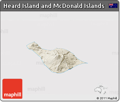 Shaded Relief 3D Map of Heard Island and McDonald Islands, cropped outside