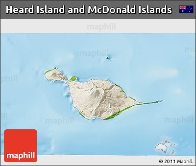 Shaded Relief 3D Map of Heard Island and McDonald Islands, physical outside