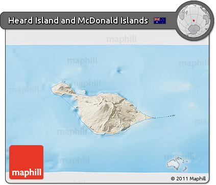 Shaded Relief 3D Map of Heard Island and McDonald Islands, political outside, shaded relief sea
