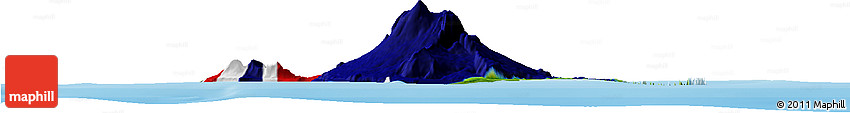 Flag Horizon Map of Heard Island and McDonald Islands, physical outside, bathymetry sea, flag aligned to the middle
