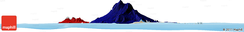 Flag Horizon Map of Heard Island and McDonald Islands, shaded relief outside, bathymetry sea, flag centered