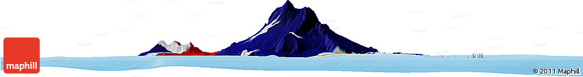 Flag Horizon Map of Heard Island and McDonald Islands, shaded relief outside, bathymetry sea, flag rotated