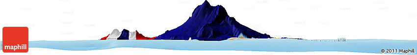Flag Horizon Map of Heard Island and McDonald Islands, shaded relief outside, flag aligned to the middle