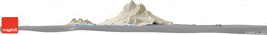 Shaded Relief Horizon Map of Heard Island and McDonald Islands, darken, desaturated