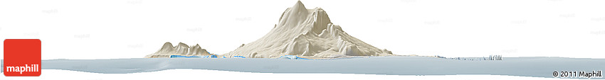 Shaded Relief Horizon Map of Heard Island and McDonald Islands, semi-desaturated