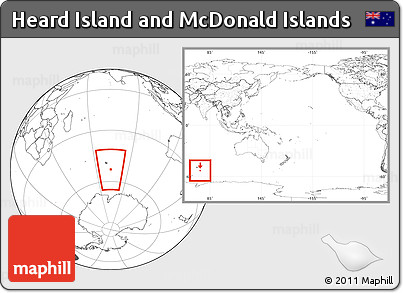 Blank Location Map of Heard Island and McDonald Islands, within the entire continent